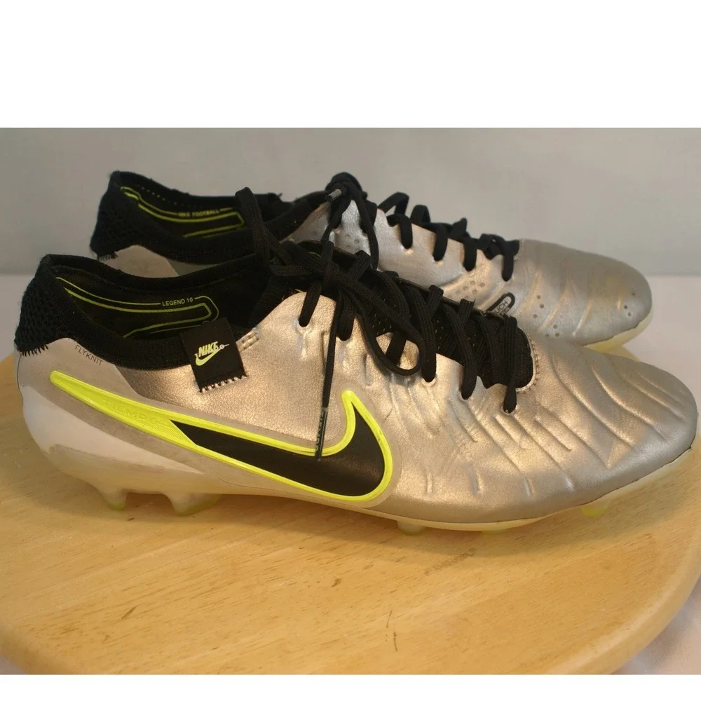 Nike Tiempo Legend 10 Elite FG Soccer Cleats Silver Volt DV4328-001 Mens 8.5 - Picture 2 of 16